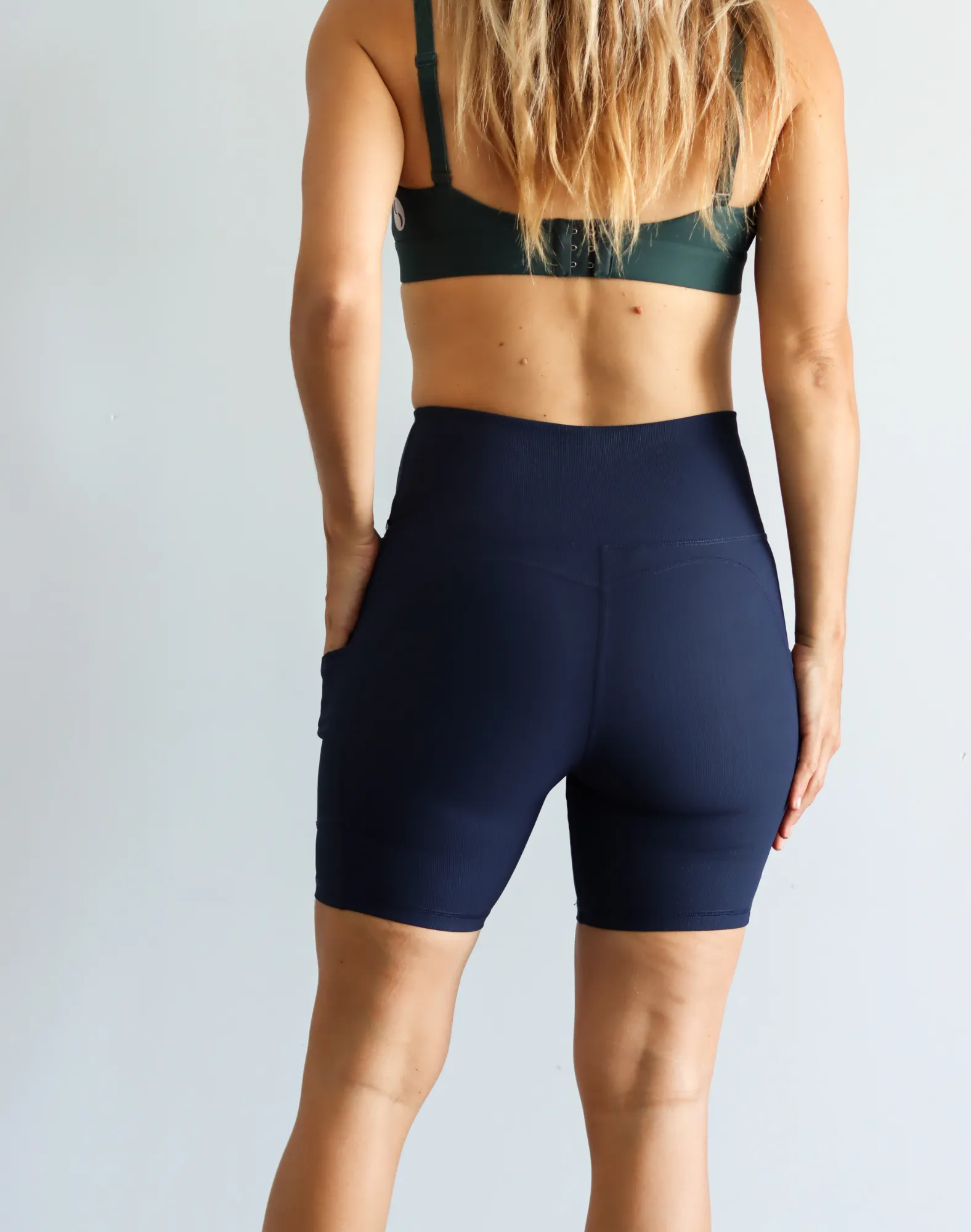 ** CLEARANCE ** Postpartum Shorts - Cruiser Ryan Ribbed Bike Shorts Navy