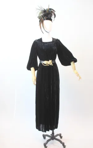 1930s BALLOON SLEEVES silk VELVET gown dress large | new fall winter