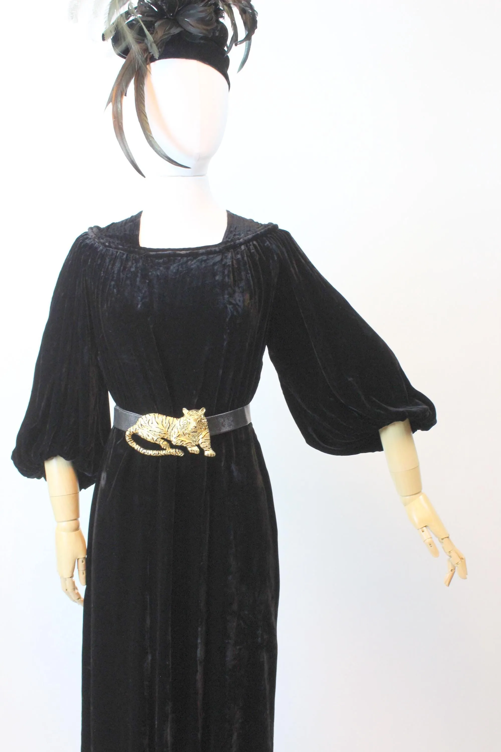 1930s BALLOON SLEEVES silk VELVET gown dress large | new fall winter