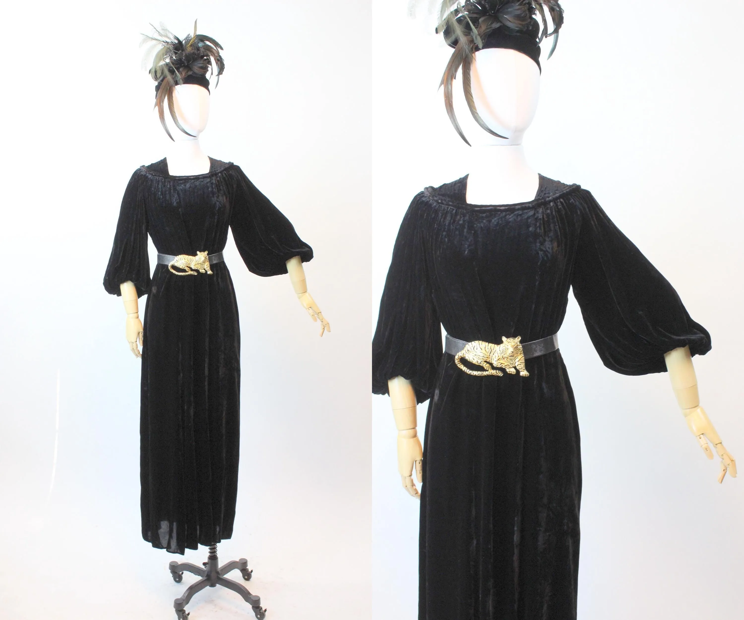 1930s BALLOON SLEEVES silk VELVET gown dress large | new fall winter