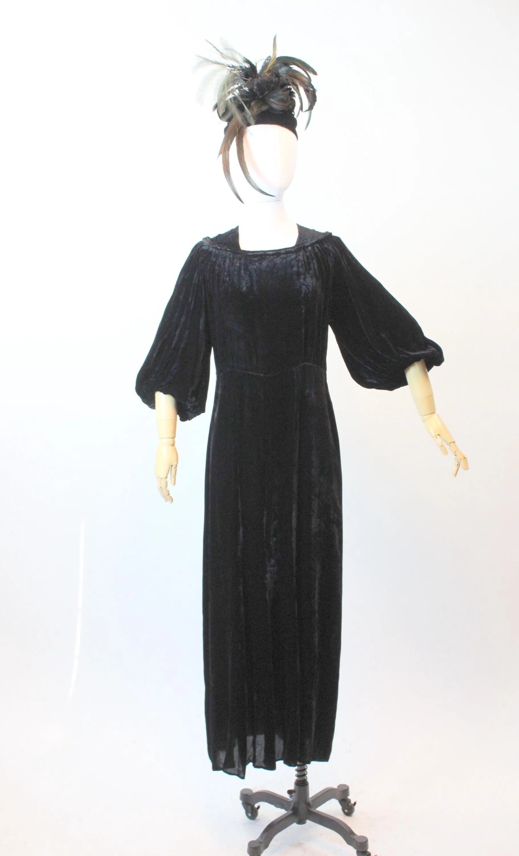 1930s BALLOON SLEEVES silk VELVET gown dress large | new fall winter