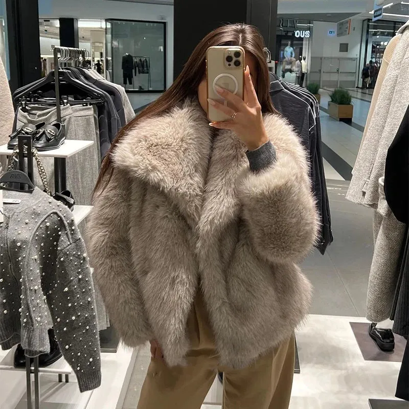 A&A Gradient Luxe Fur Coat Luxury Big Fur