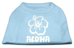 Aloha Flower Screen Print Shirt Baby Blue Med (12)