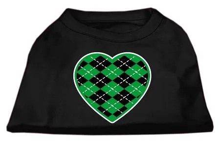 Argyle Heart Green Screen Print Shirt Black Lg (14)