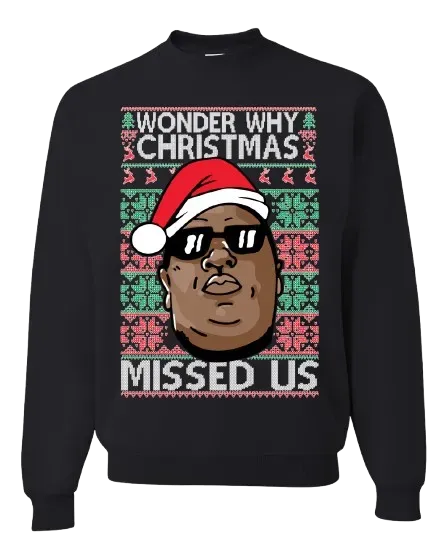 Biggie Smalls Wonder Why Christmas Missed Us Unisex Crewneck Sweatshirt