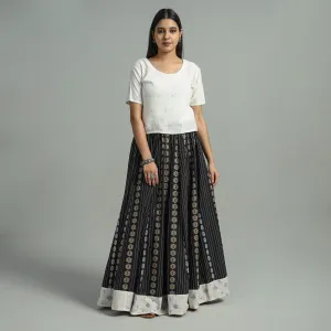 Black - Jacquard Patchwork 24 Kali Cotton Long Skirt 19