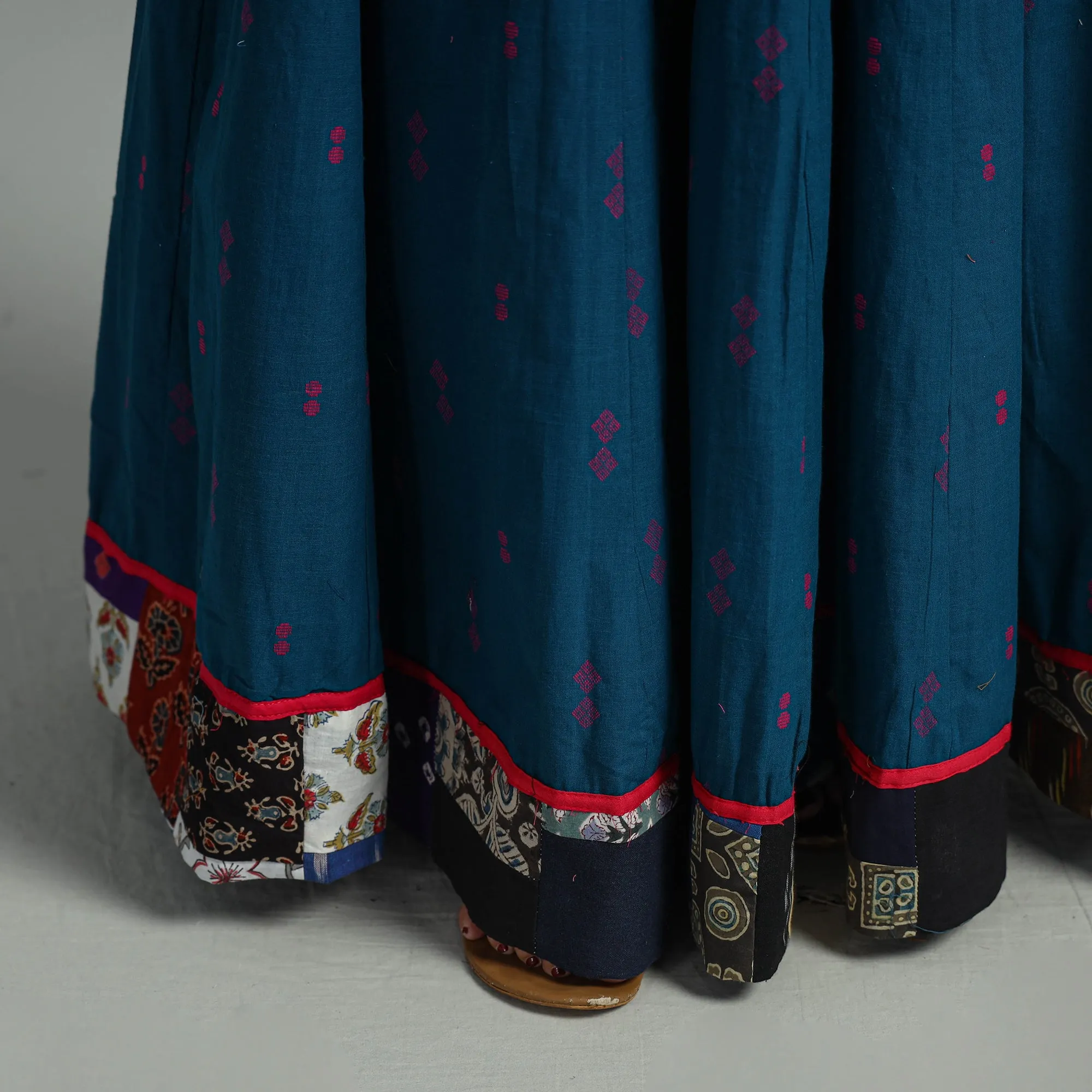 Blue - Jacquard Patchwork 24 Kali Cotton Long Skirt 27