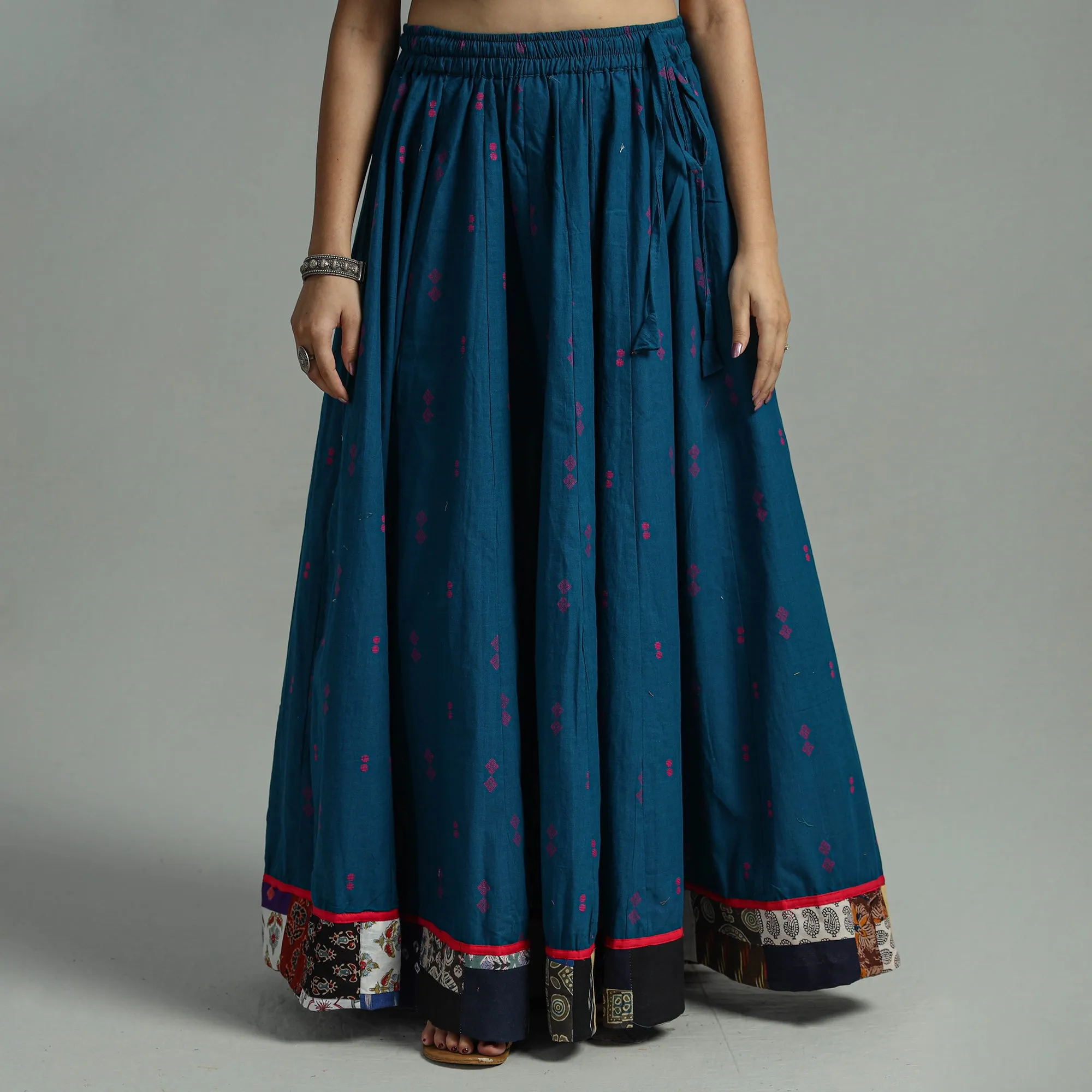 Blue - Jacquard Patchwork 24 Kali Cotton Long Skirt 27