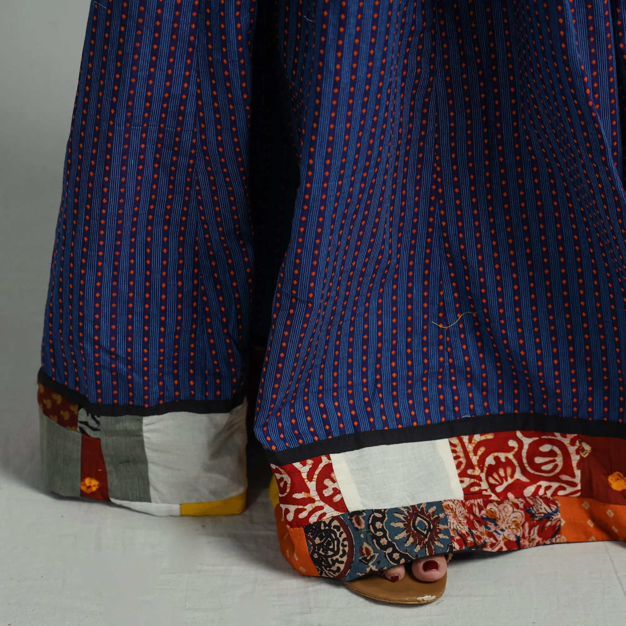 Blue - Jacquard Patchwork 24 Kali Cotton Long Skirt 49