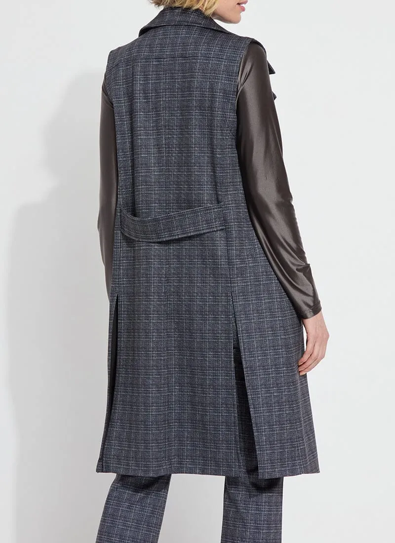 Cameron Ponte Sleeveless Coat | Wall Street Plaid