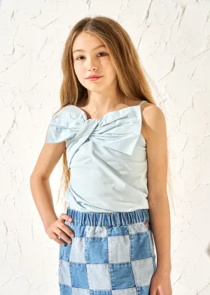 Carrie Blue Bow Vest Top