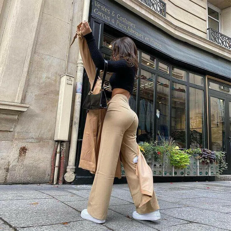 Casual Loose High Waist Flared Pants