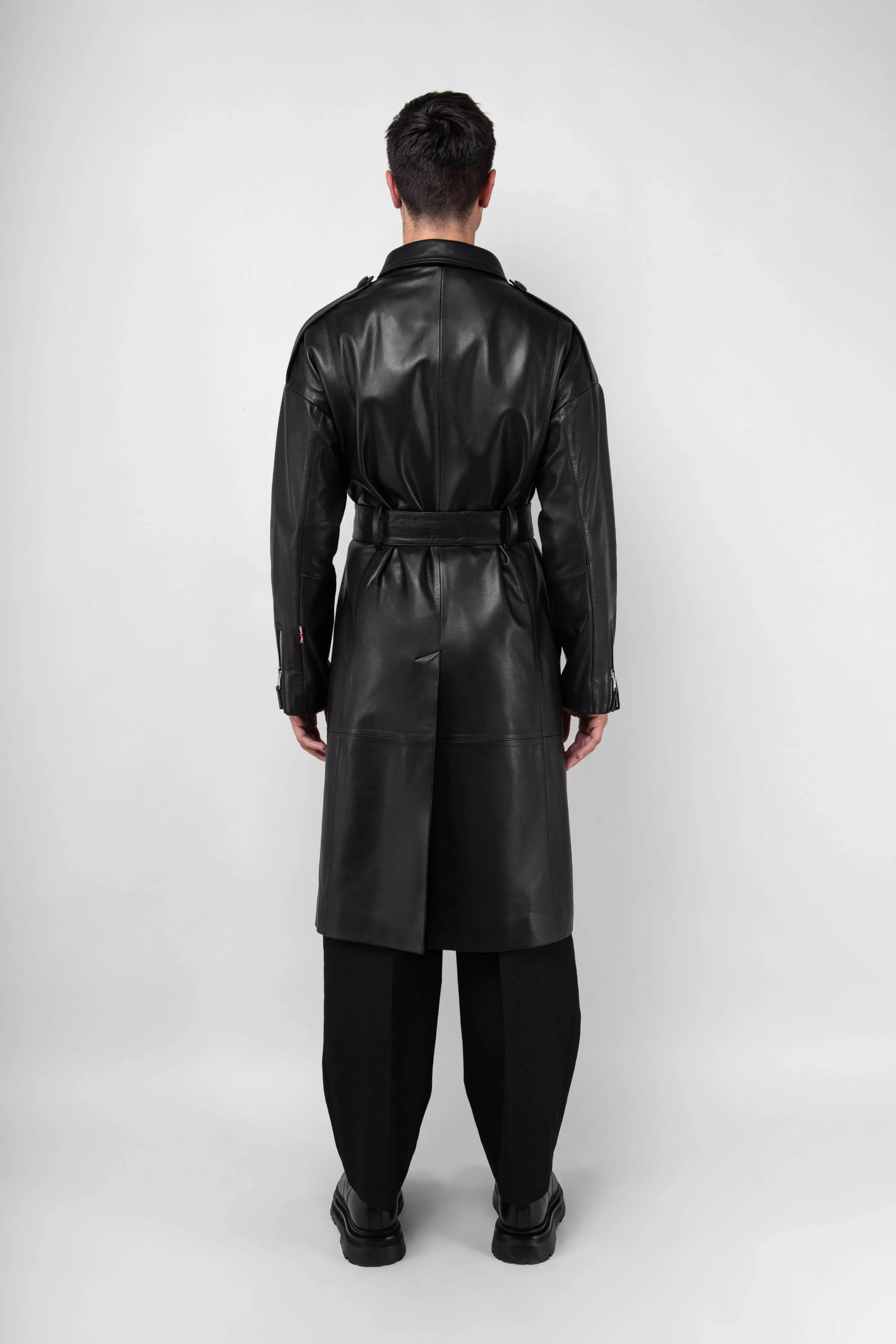 Drop Shoulder Leather Trench (Man)