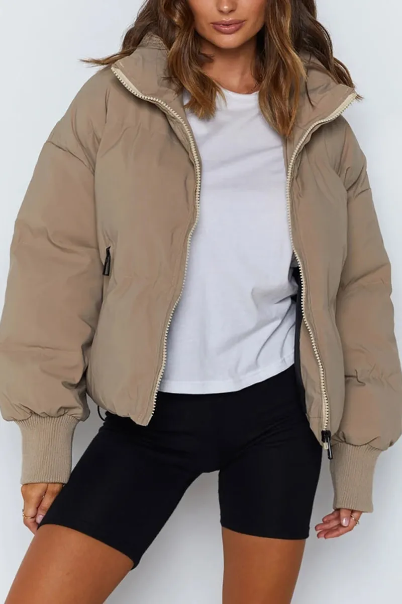 Dunnmall Solid Color Warm Cotton Coat