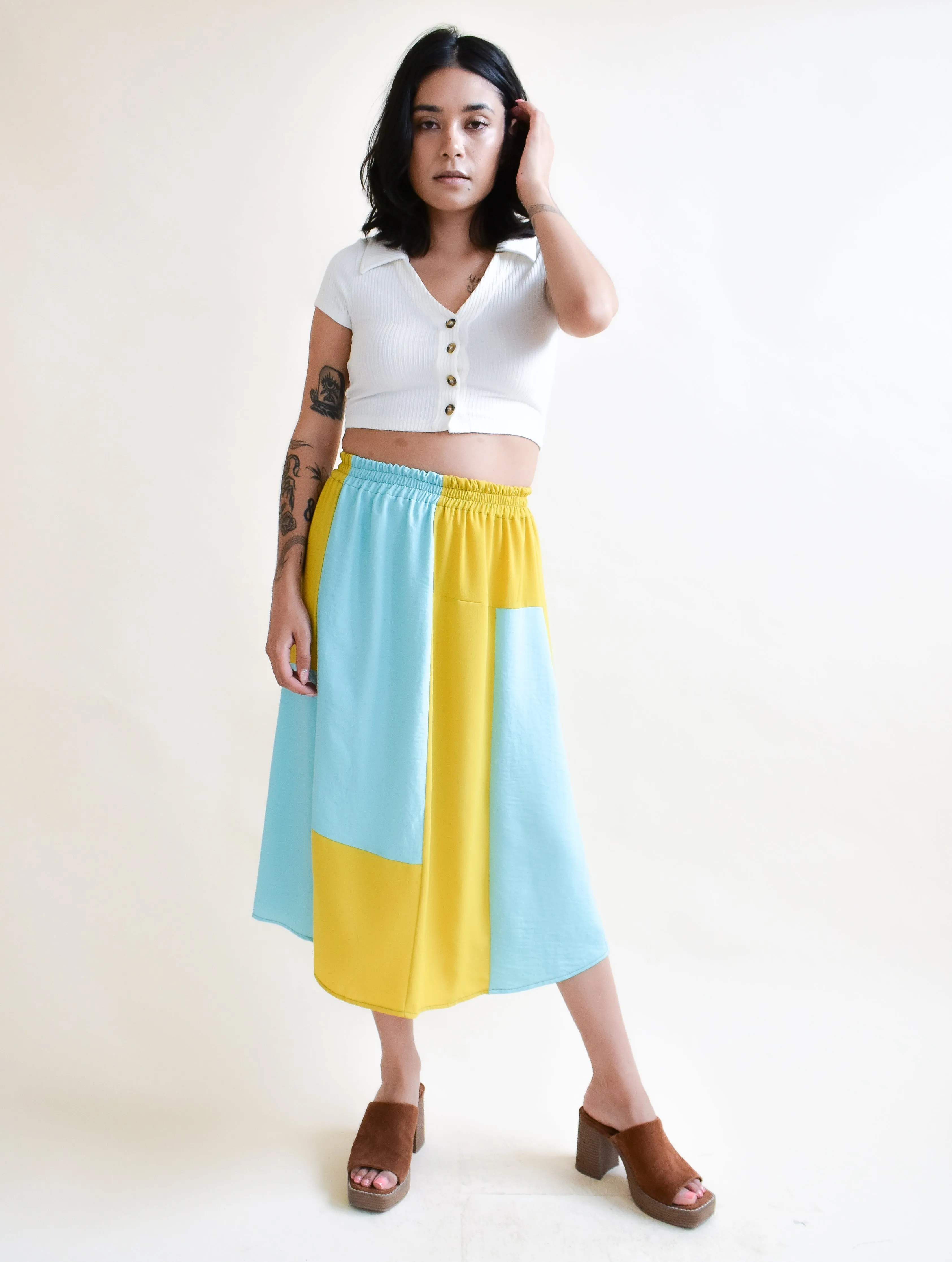 Eva Midi Skirt in Macaw Patchwork