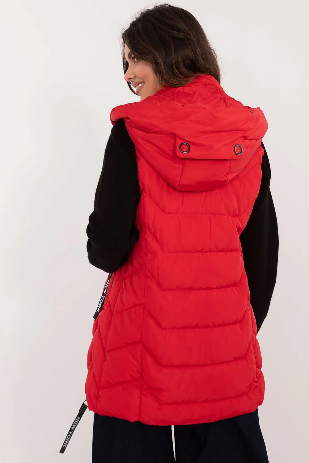 Factory Price Fashion NY Buttoned Hood Long Quilted Vest