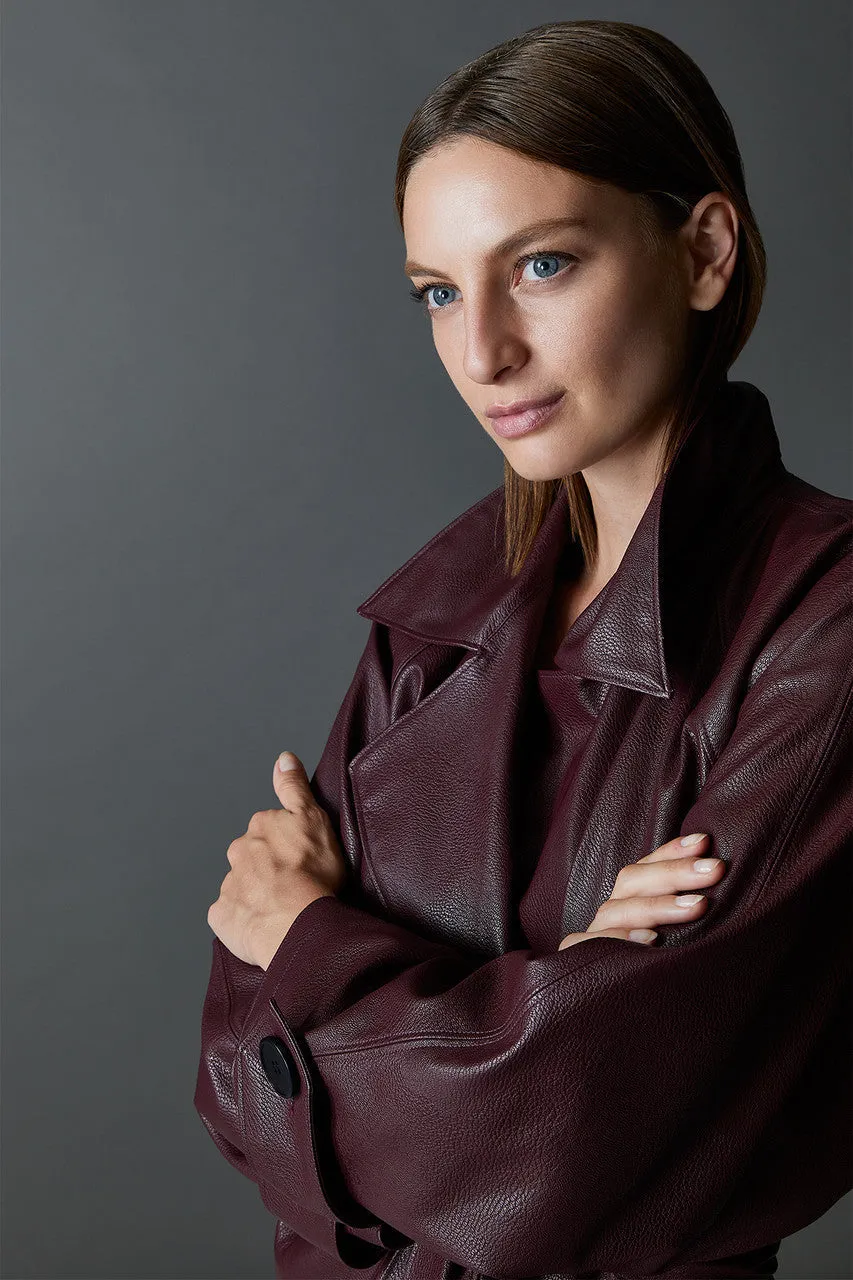 Faux Leather Trench Coat