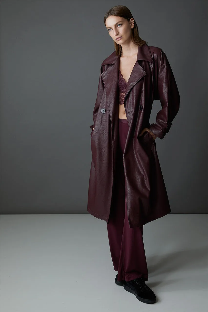 Faux Leather Trench Coat