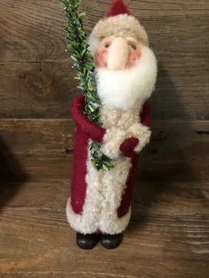 Folk art vintage tall Santa with tree