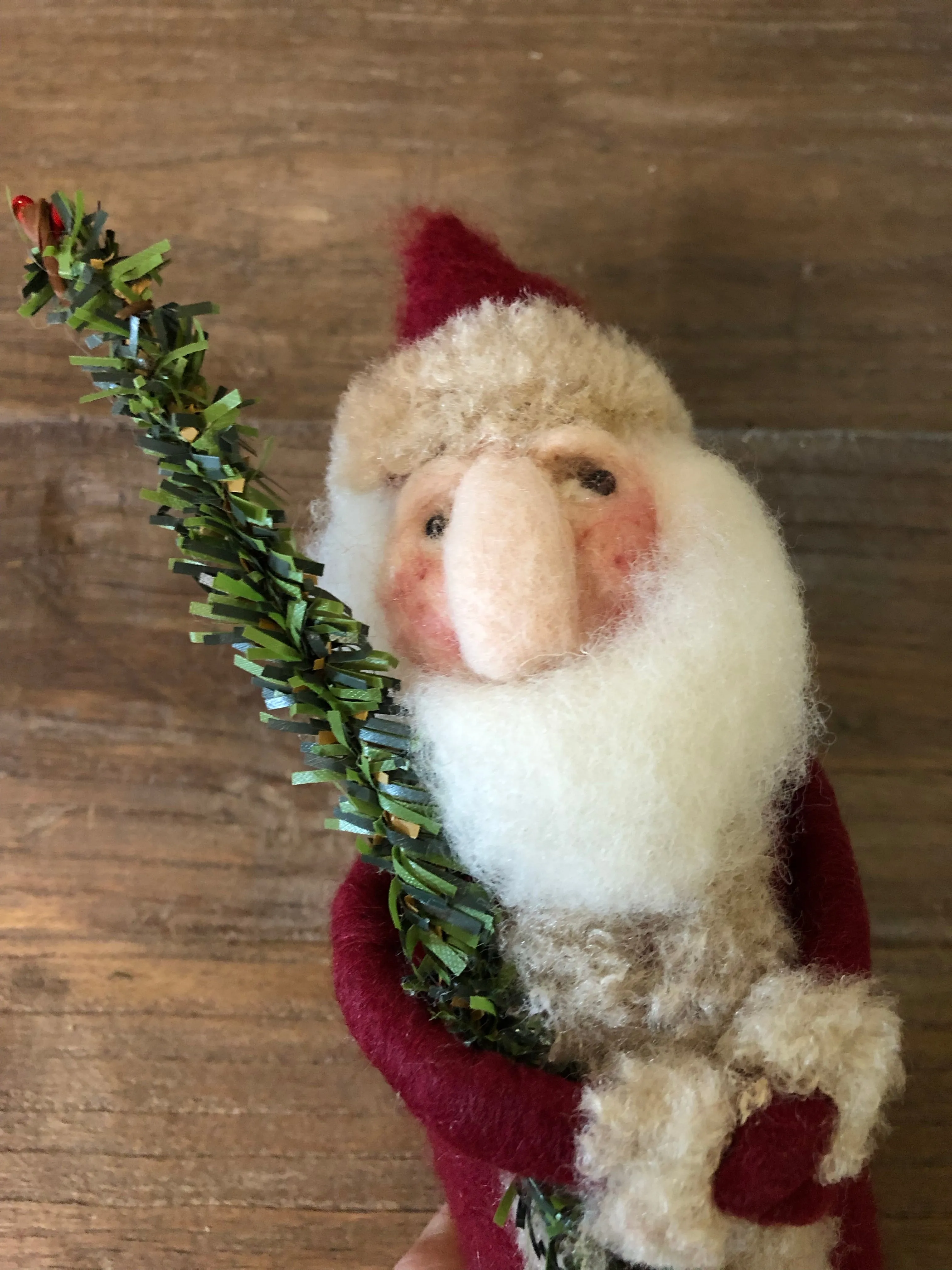 Folk art vintage tall Santa with tree