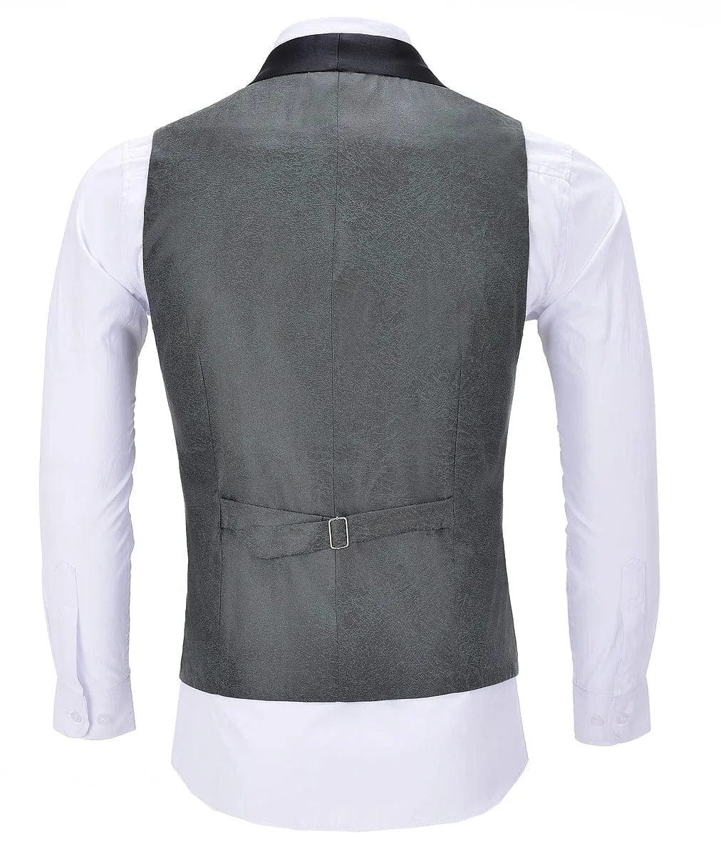 Formal Suit Vest Slim Fit Patterned Shawl Lapel Waistcoat