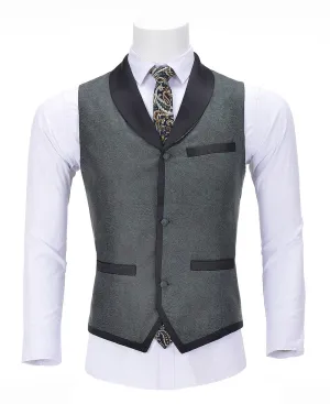 Formal Suit Vest Slim Fit Patterned Shawl Lapel Waistcoat