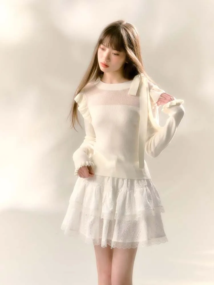 French Girl Lace Bilayer Fluffy Cake Skirt【s0000007372】