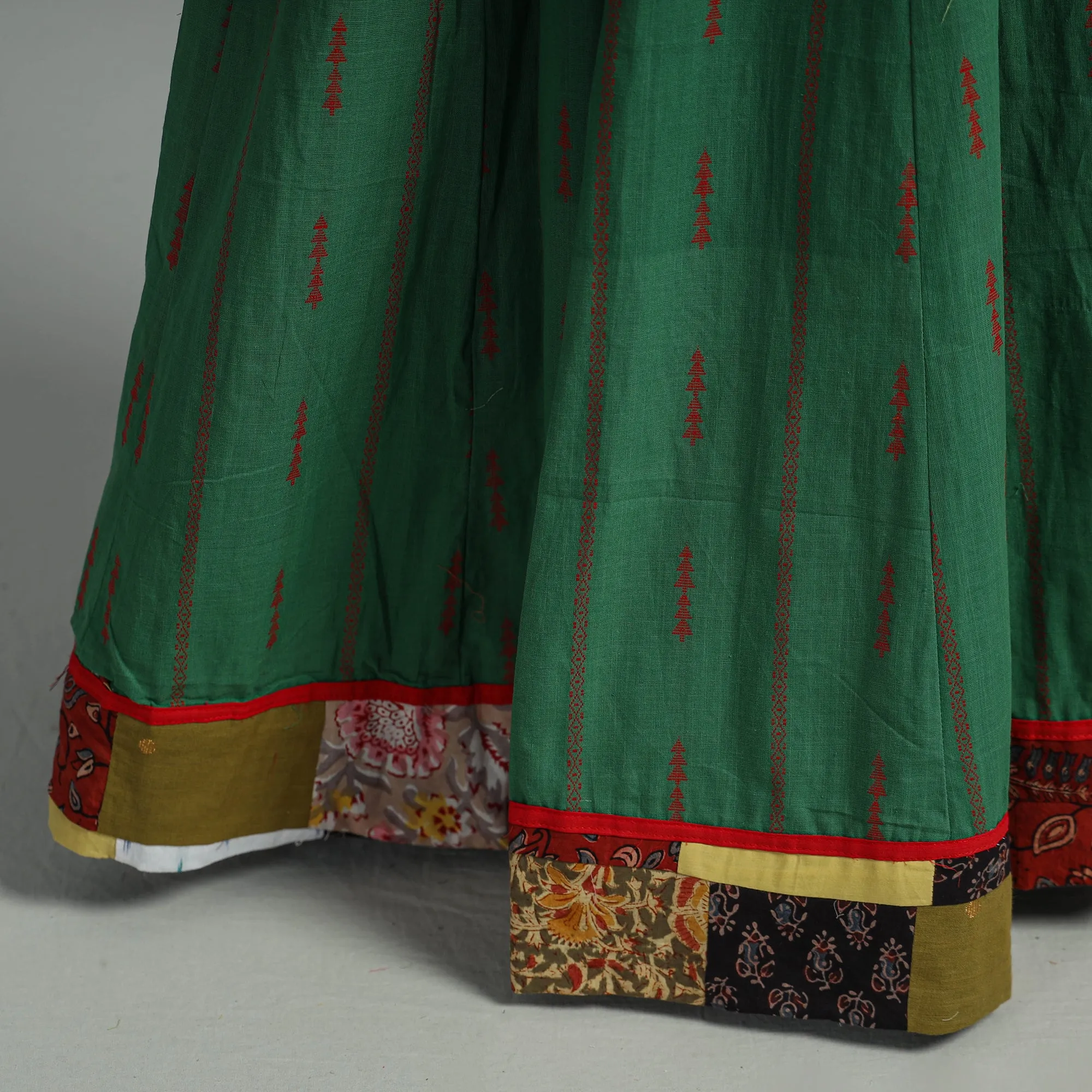 Green - Jacquard Patchwork 24 Kali Cotton Long Skirt 22