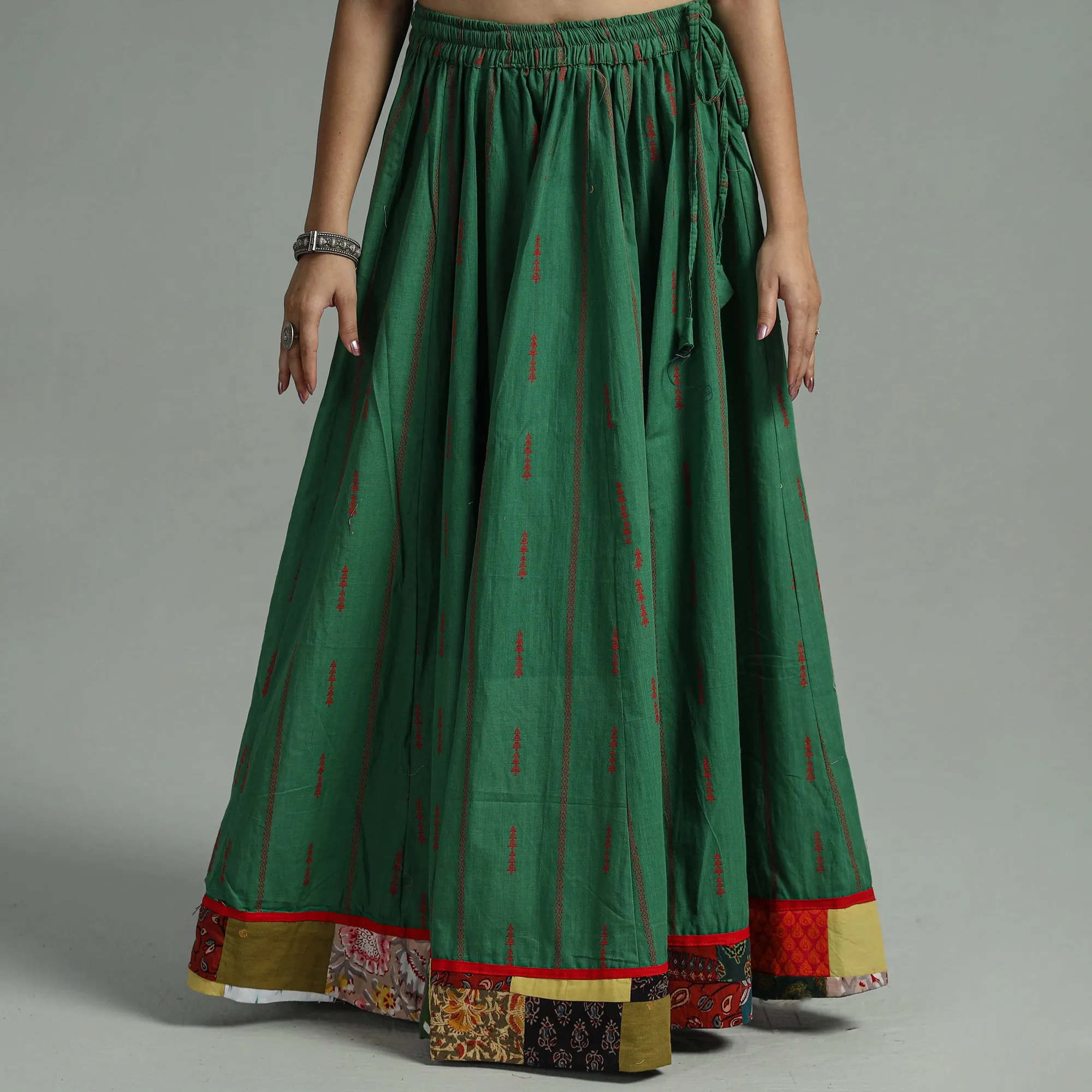 Green - Jacquard Patchwork 24 Kali Cotton Long Skirt 22