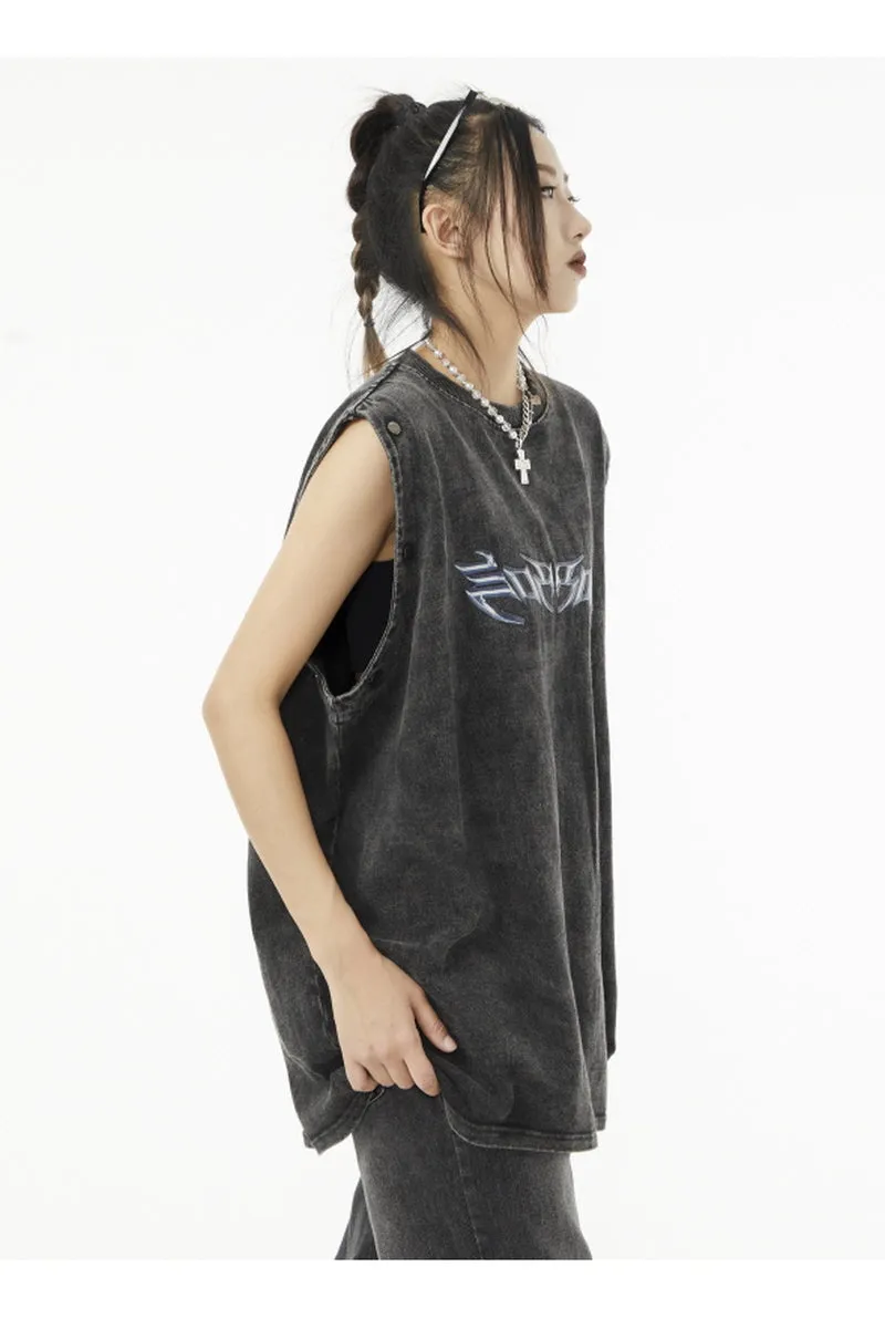 Heavy Wash Detachable Sleeves Vest