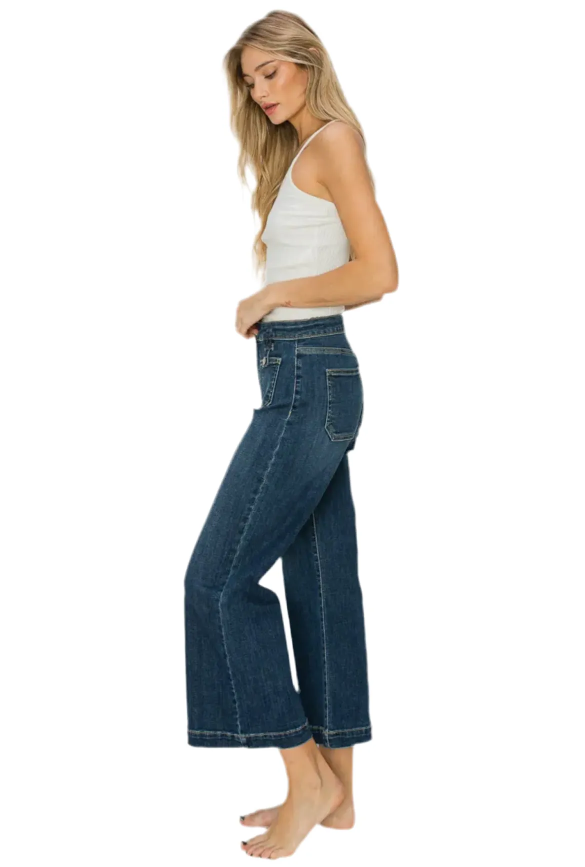 High Rise Crop Palazzo Jeans