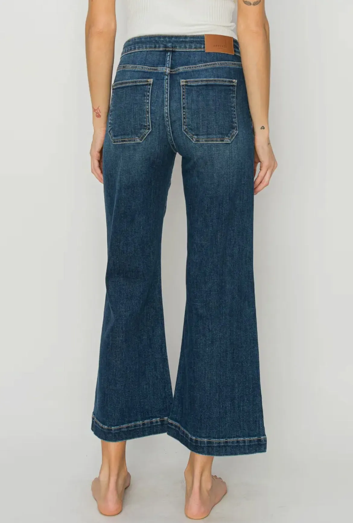 High Rise Crop Palazzo Jeans