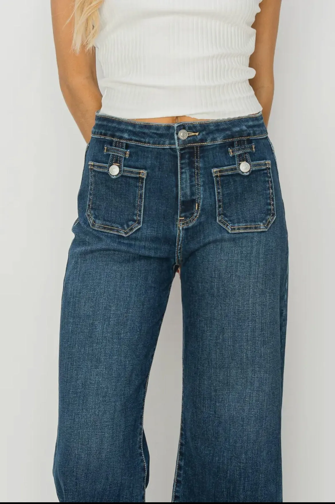 High Rise Crop Palazzo Jeans