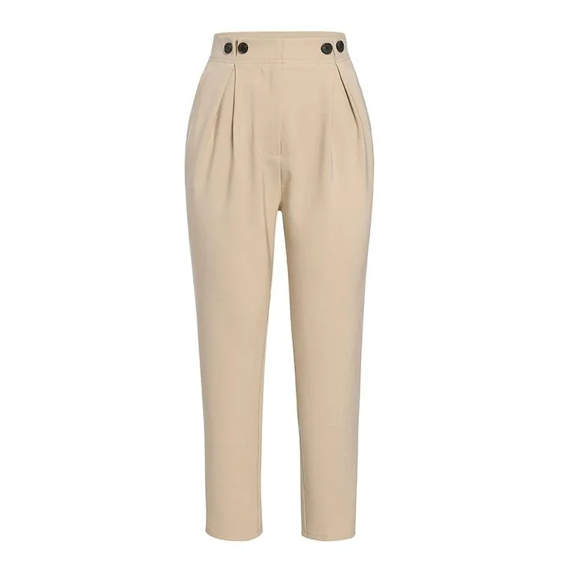 High Waist Office Loose Ankle-length Pants