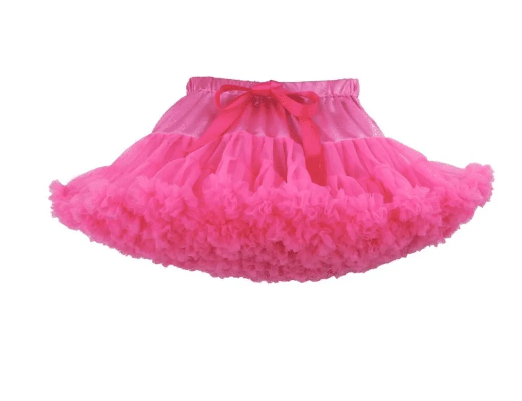 Hot Pink Fluffy Layered Tutu Skirt -  Girls Ballerina Pettiskirt