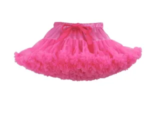 Hot Pink Fluffy Layered Tutu Skirt -  Girls Ballerina Pettiskirt