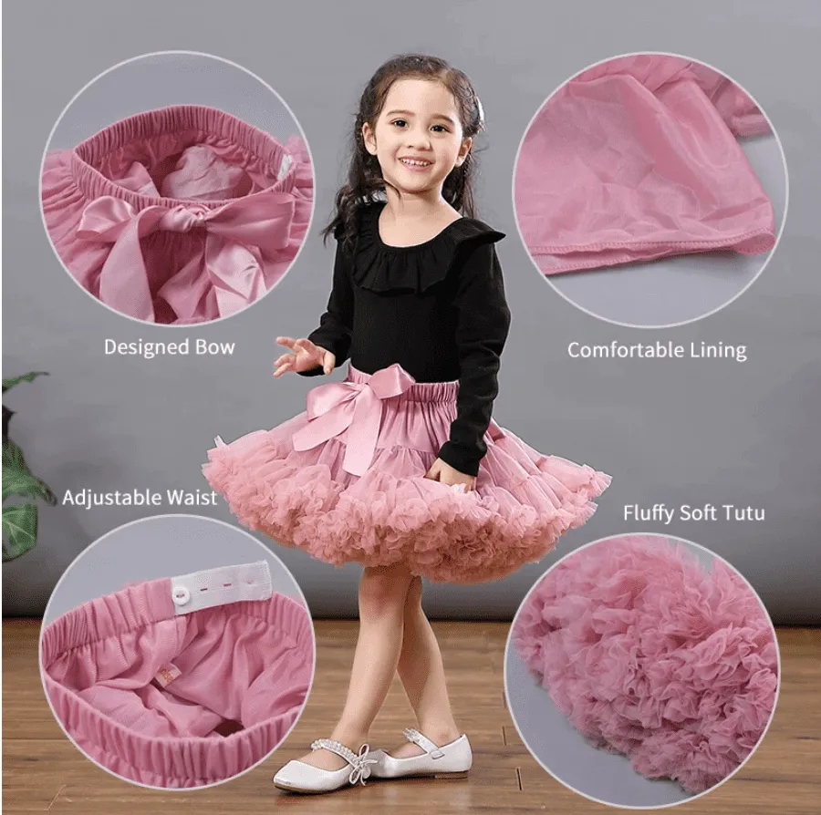 Hot Pink Fluffy Layered Tutu Skirt -  Girls Ballerina Pettiskirt