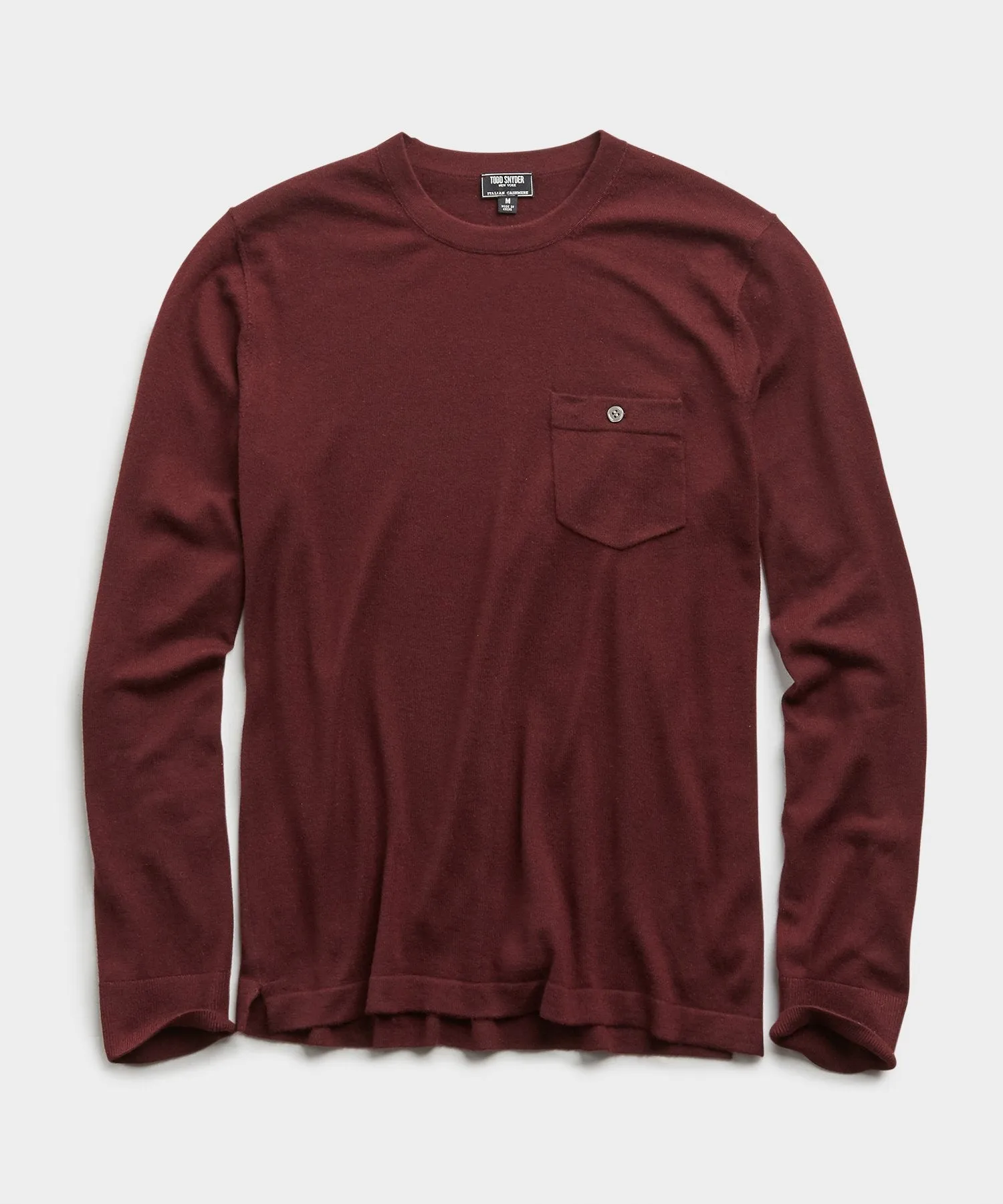 Italian Cashmere Pocket T-Shirt Sweater in Plum