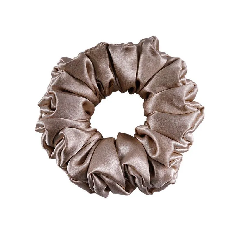 Large Silk Scrunchie Fluffy - Taupe