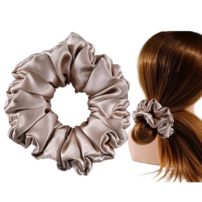 Large Silk Scrunchie Fluffy - Taupe