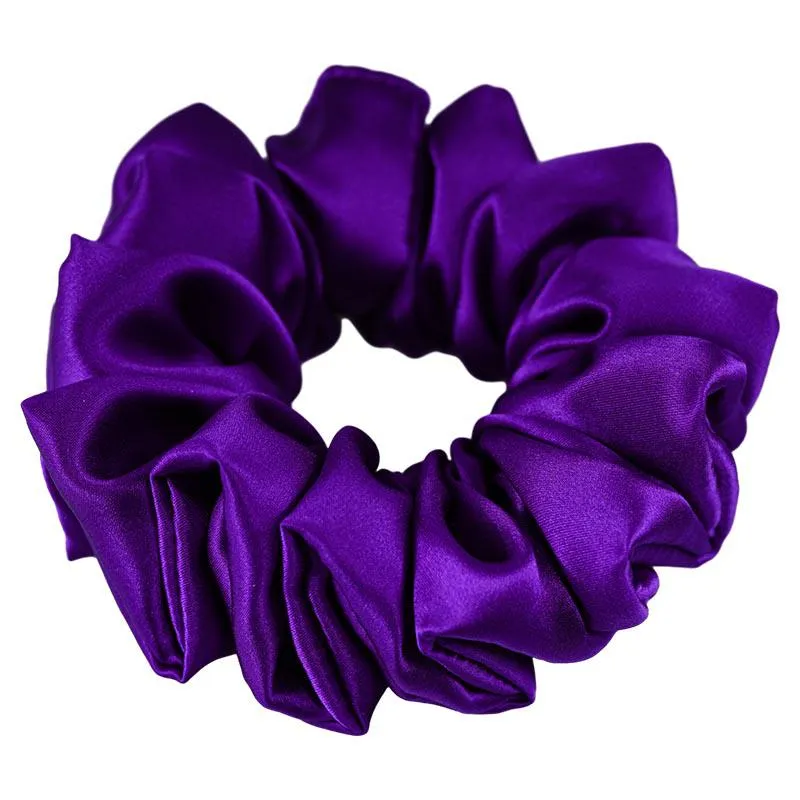 Large Silk Scrunchies Fluffy - Royal Purple