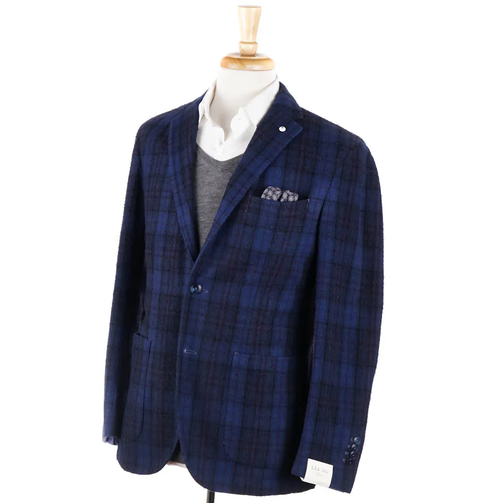 L.B.M. 1911 Blue Check Washed Wool Sport Coat