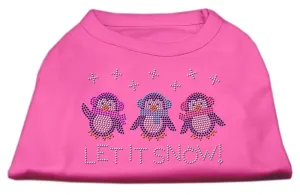 Let It Snow Penguins Rhinestone Shirt Bright Pink M (12)