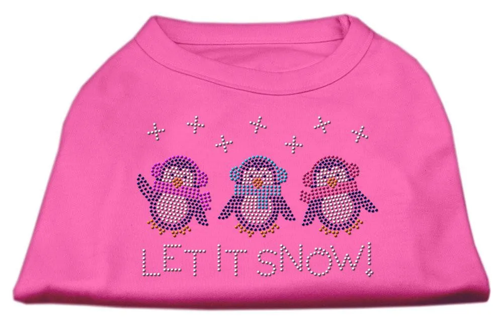 Let It Snow Penguins Rhinestone Shirt Bright Pink M (12)