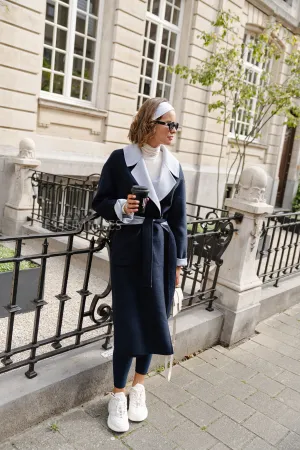 Louise wool coat navy/light grey