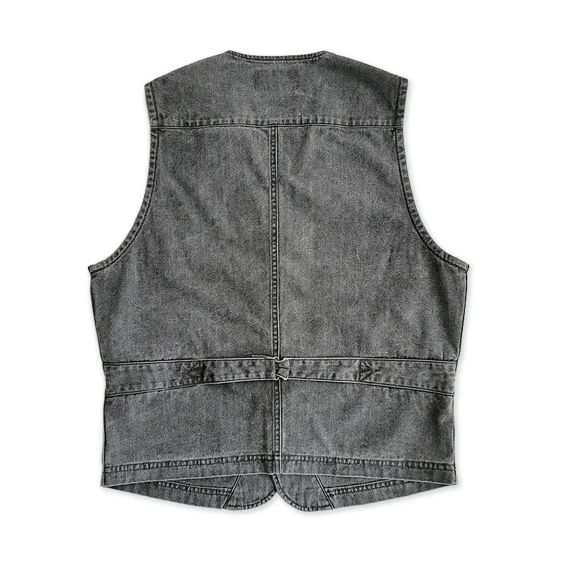 Men's Cotton Vest with Pockets - Elegant Casual Safari Cowboy Western Style