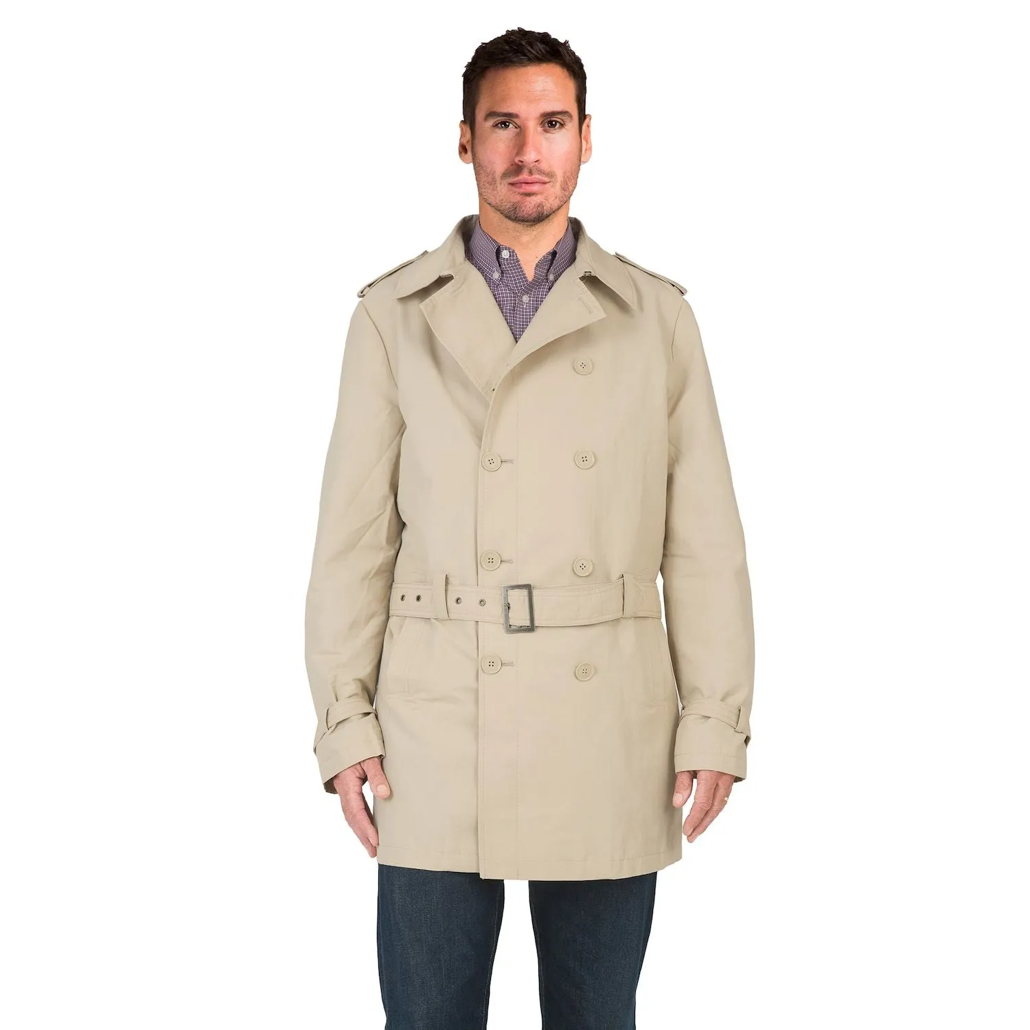 Men's double-breasted trench coat with belt Vibes