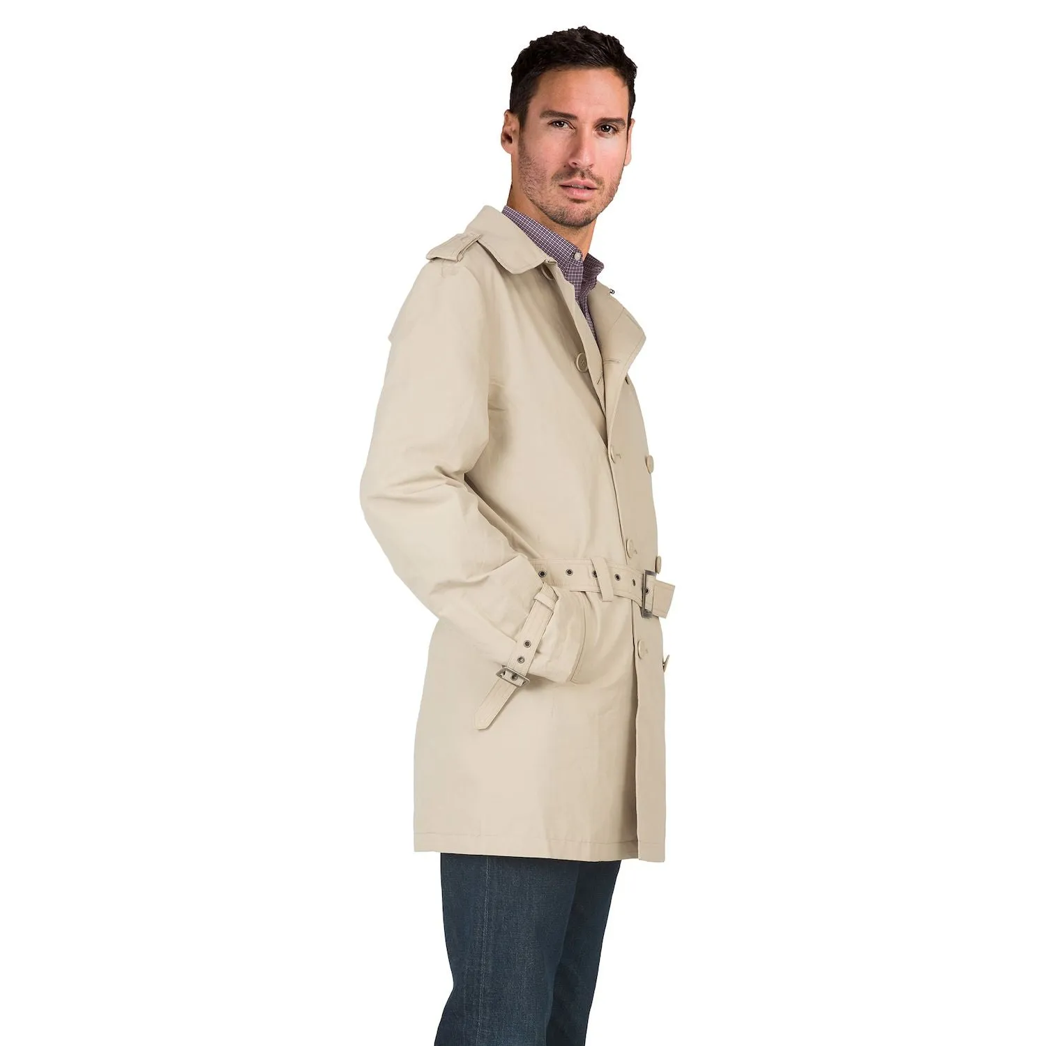 Men's double-breasted trench coat with belt Vibes