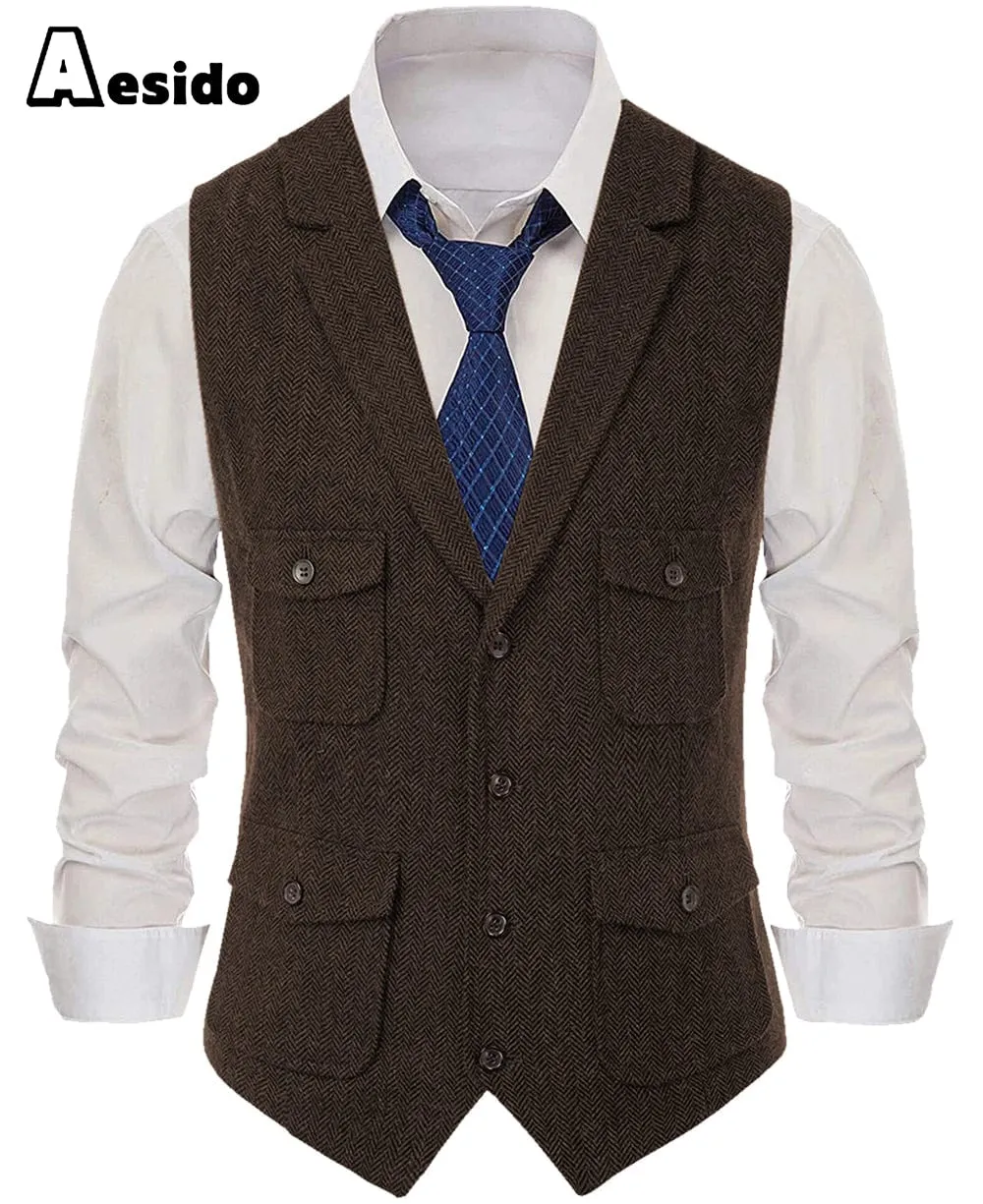 Men's Single Breasted Notch Lapel Waistcoat