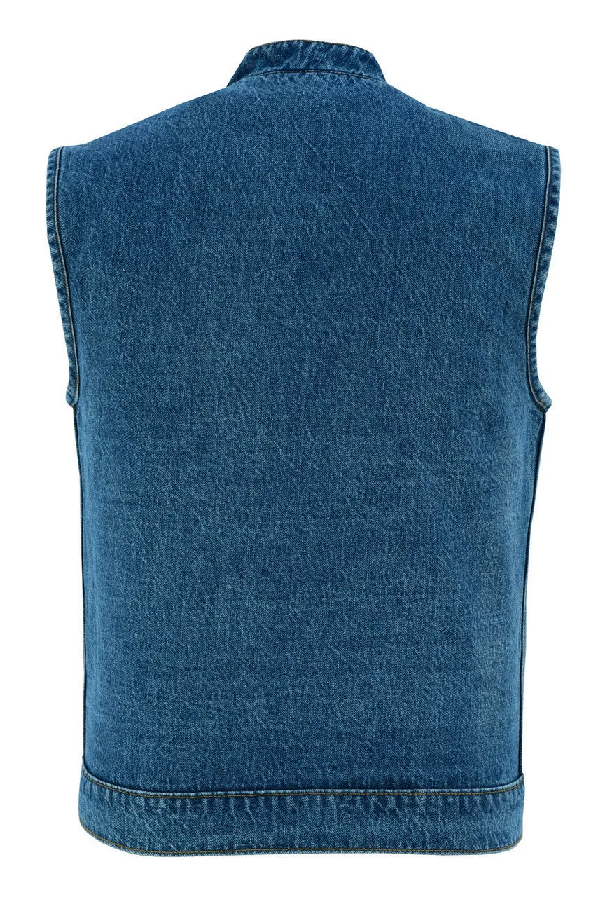 Mens Sky Blue Denim Club Vest w/ Concealed Carry